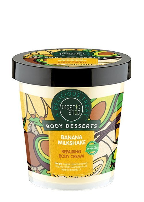 Elvyttävä vartalovoide Organic Shop Body Desserts Banana Milkshake 450 ml hinta ja tiedot | Vartalovoiteet ja -emulsiot | hobbyhall.fi