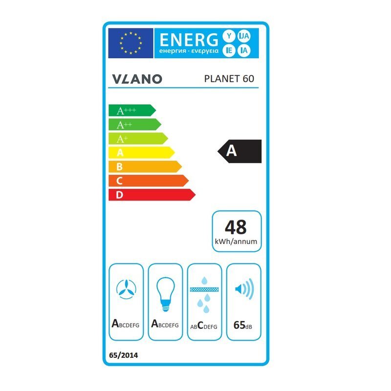 Vlano Planet 60 valkoinen hinta ja tiedot | Liesituulettimet | hobbyhall.fi