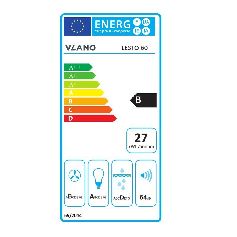 Vlano Lesto 60 Musta hinta ja tiedot | Liesituulettimet | hobbyhall.fi