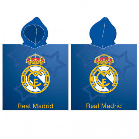 Lasten kaksipuolinen pyyhe-poncho hupulla Real Madrid Poncho, 55x110 cm