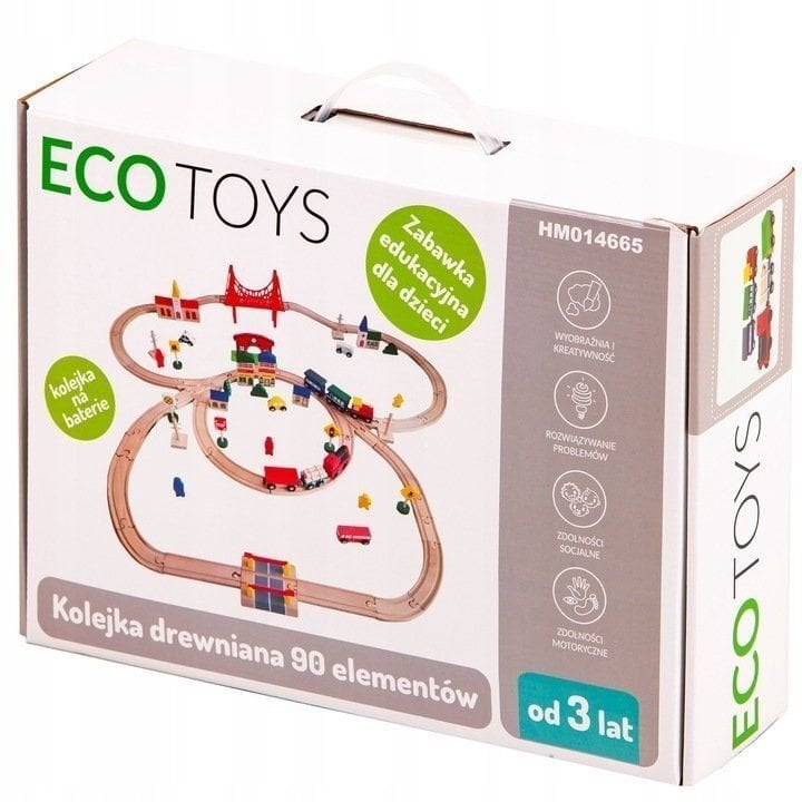 Puinen kiskojuna Ecotoys, 90 osaa hinta ja tiedot | Poikien lelut | hobbyhall.fi