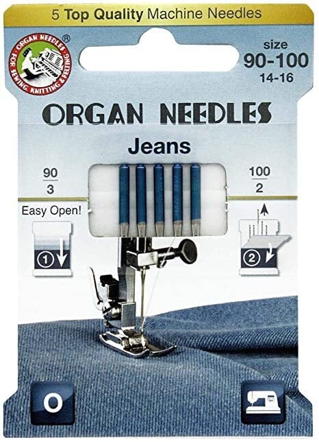 Organ Needles vakioneulasetti farkkuompelukoneille nro. 90-100 hinta ja tiedot | Ompelukoneet | hobbyhall.fi