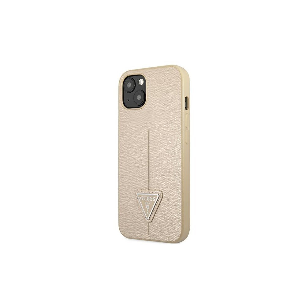 Guess kotelo iPhone 13 6.1" GUHCP13MPSATLE beige hard case Saffiano Triangle Logo hinta ja tiedot | Puhelimen kuoret ja kotelot | hobbyhall.fi
