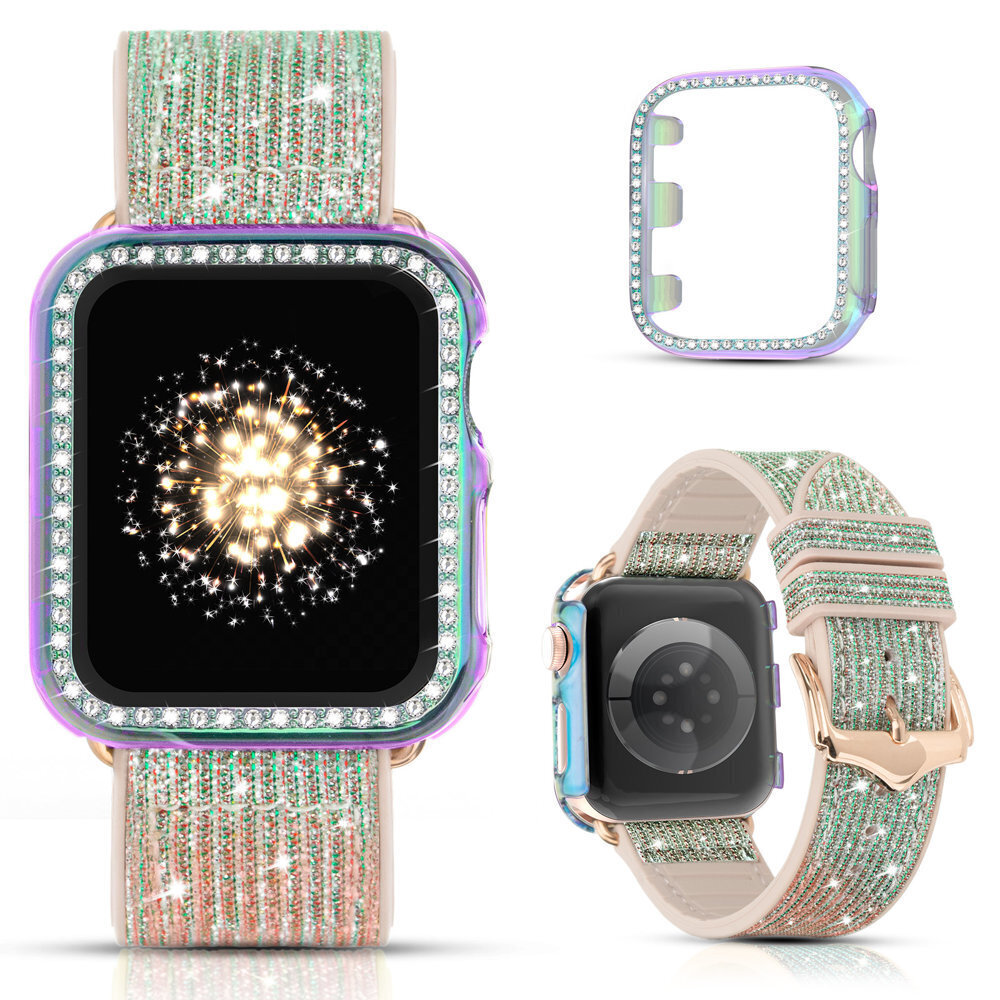 Kingxbar rannekoru Apple Watch 7/6/SE/5/4/3/2 - 45 mm/44 mm/42 mm, hopea hinta ja tiedot | Älykellojen ja aktiivisuusrannekkeiden lisätarvikkeet | hobbyhall.fi