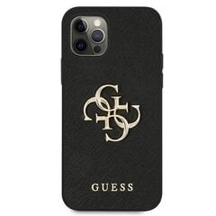 Guess kotelo iPhone 13 6.1" GUHCP13MSA4GSBK black hard case Saffiano 4G Metal Logo hinta ja tiedot | Puhelimen kuoret ja kotelot | hobbyhall.fi