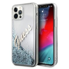 Guess kotelo iPhone 12 Pro Max 6.7 "GUHCP12LGLVSBL blue hard case Glitter Vintage Script hinta ja tiedot | Puhelimen kuoret ja kotelot | hobbyhall.fi