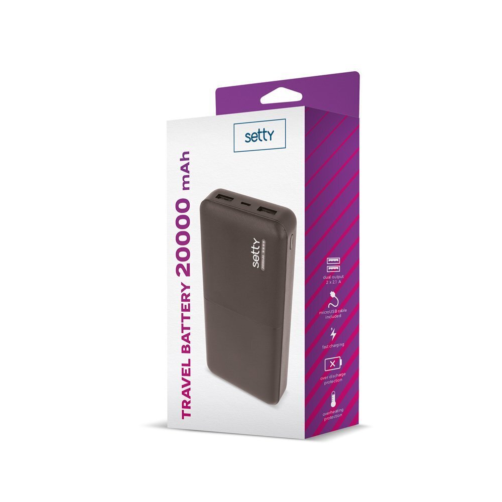 Setty Power Bank 20000mAh hinta ja tiedot | Varavirtalähteet | hobbyhall.fi