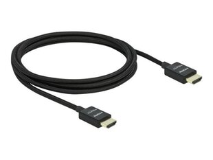 DELOCK HDMI Coaxial M/M v2.1 cable 2m 8K 60Hz braiding black hinta ja tiedot | Kaapelit ja adapterit | hobbyhall.fi