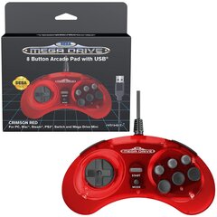 SEGA MegaDrive 8-painikkeen Arcade Pad USB Crimson Red hinta ja tiedot | Ohjaimet ja lisätarvikkeet | hobbyhall.fi
