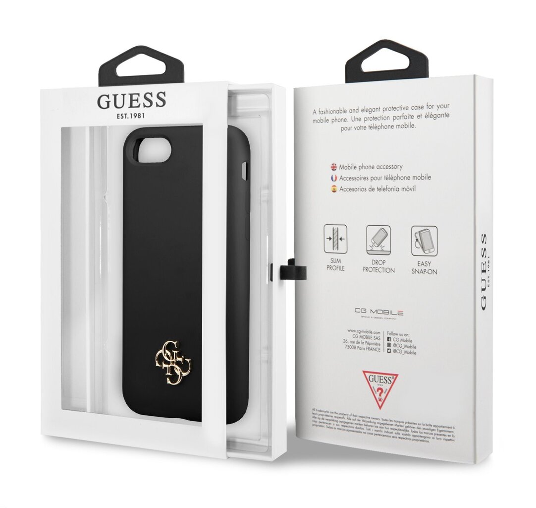 Guess 4G Silicone Metal Logo Case suojakuori iPhone 7/8/SE2020/SE2022 Musta hinta ja tiedot | Puhelimen kuoret ja kotelot | hobbyhall.fi