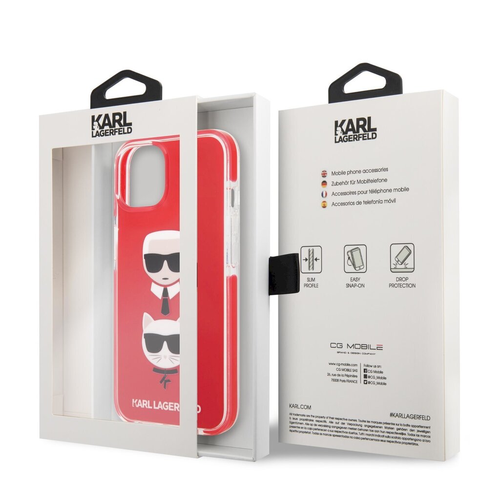 Karl Lagerfeld TPE Karl and Choupette Heads Case suojakotelo iPhone 13 mini Red hinta ja tiedot | Puhelimen kuoret ja kotelot | hobbyhall.fi