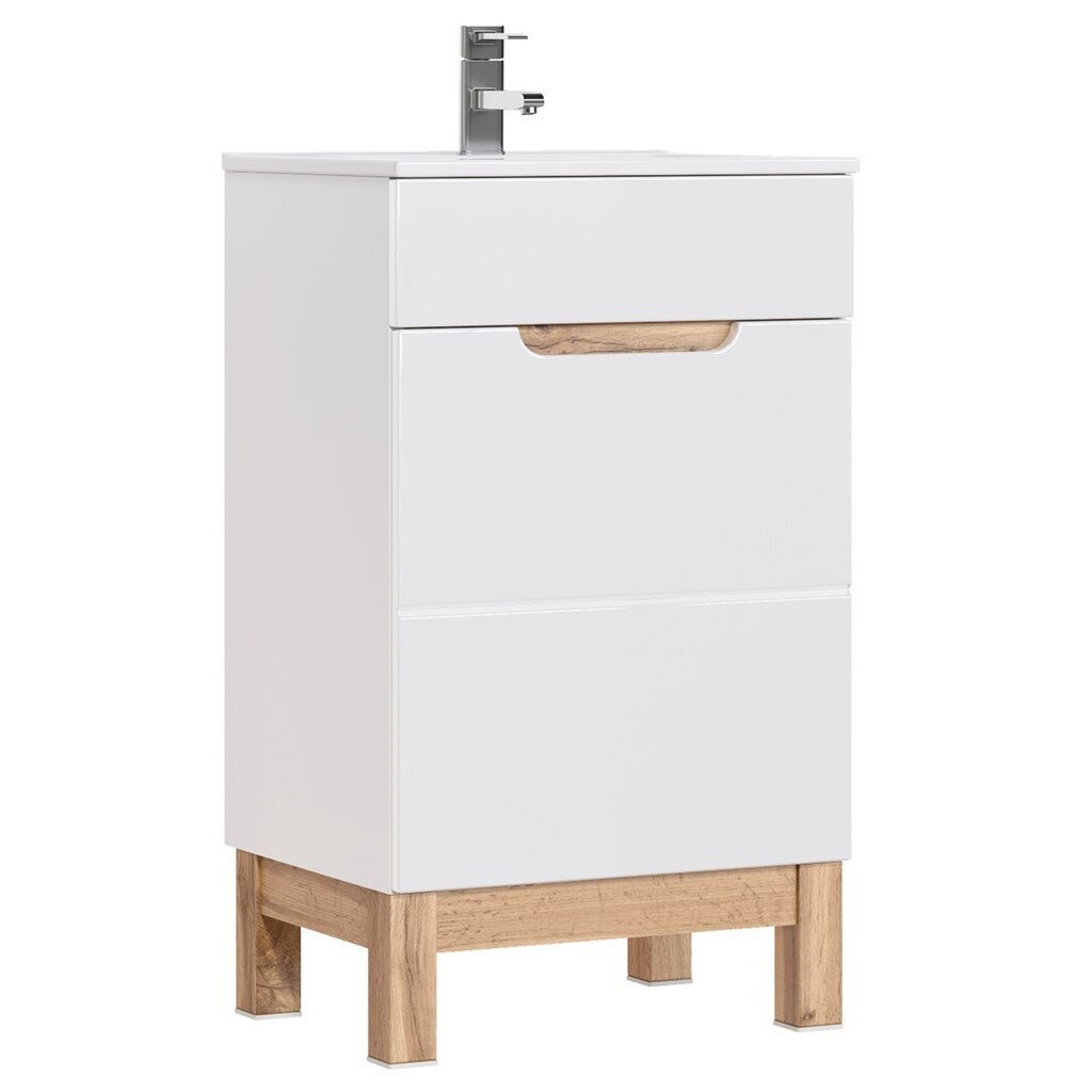 Sisäänrakennettu kylpyhuonekaappi Hakano Fargo, 50x39 cm, valkoinen/ruskea hinta ja tiedot | Kylpyhuonekaapit | hobbyhall.fi