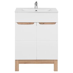 Kylpyhuonekaappi pesualtaan alle Hakano Fargo, 60x45 cm, valkoinen/ruskea hinta ja tiedot | Kylpyhuonekaapit | hobbyhall.fi