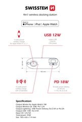 Swisten 4in1 latausasema, 45 W, Apple iPhone/iPod/Apple Watch hinta ja tiedot | Puhelimen laturit | hobbyhall.fi