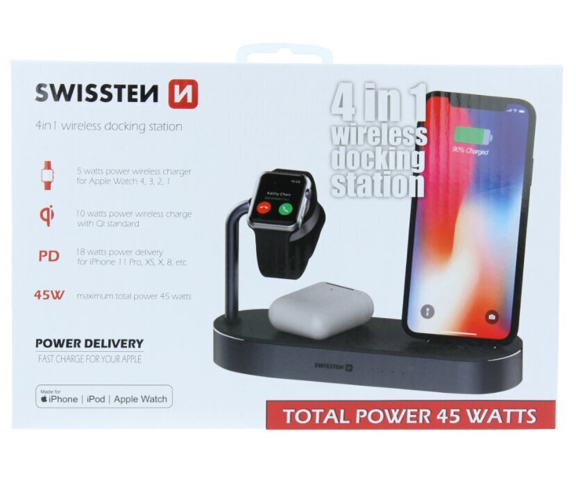 Swisten 4in1 latausasema, 45 W, Apple iPhone/iPod/Apple Watch hinta ja tiedot | Puhelimen laturit | hobbyhall.fi