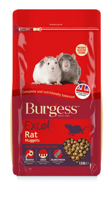 Burgess rotanruoka Excel Rat Nuggets, 1,5 kg hinta ja tiedot | Pieneläinten ruoat | hobbyhall.fi