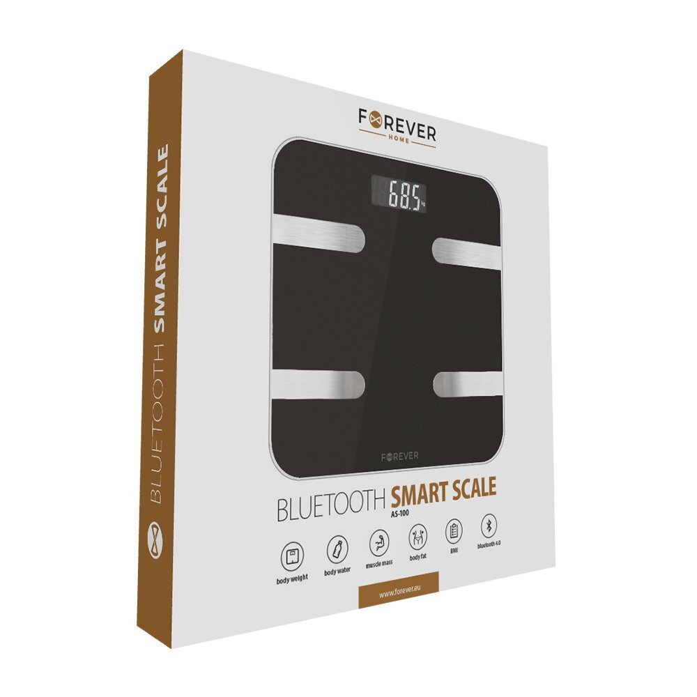 Forever AS-100 Body Scales Bluetooth 4.0 / App / Graphics / Black hinta ja tiedot | Vaa'at | hobbyhall.fi