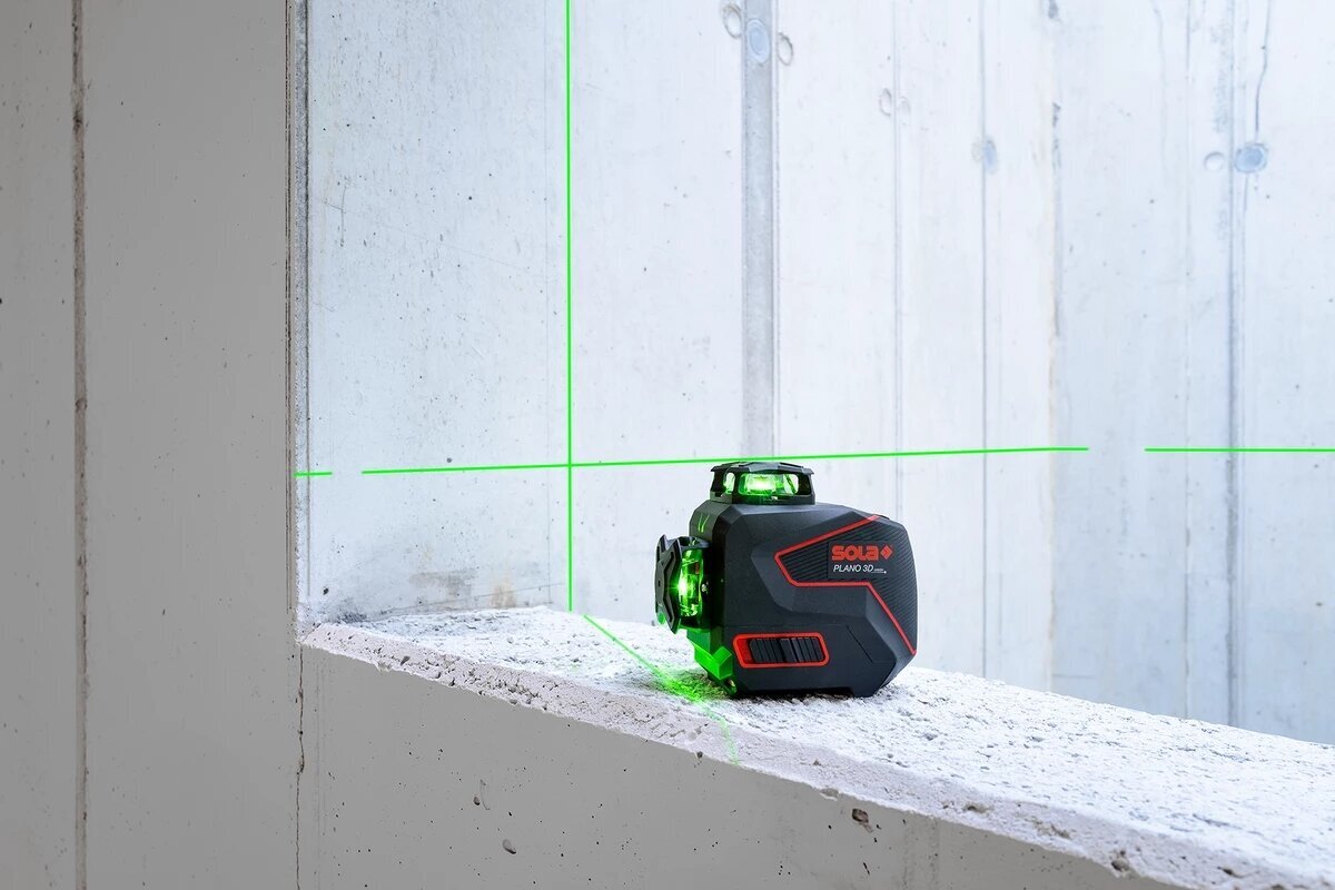 Laser, lineaarinen PLANO 3D vihreä (vihreä säde) 360° SOLA hinta ja tiedot | Käsityökalut | hobbyhall.fi