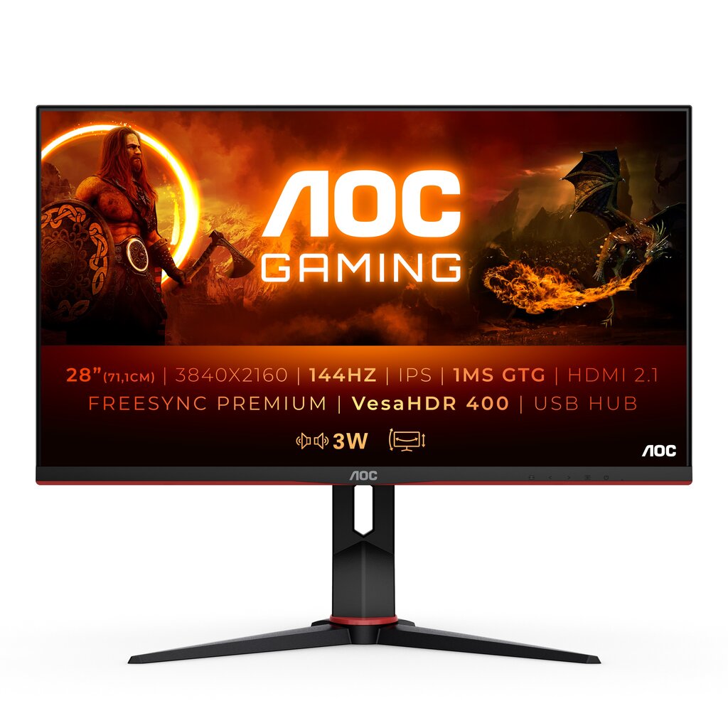 AOC G2 28" IPS 4K Gaming Monitor U28G2XU2/BK hinta ja tiedot | Näytöt | hobbyhall.fi