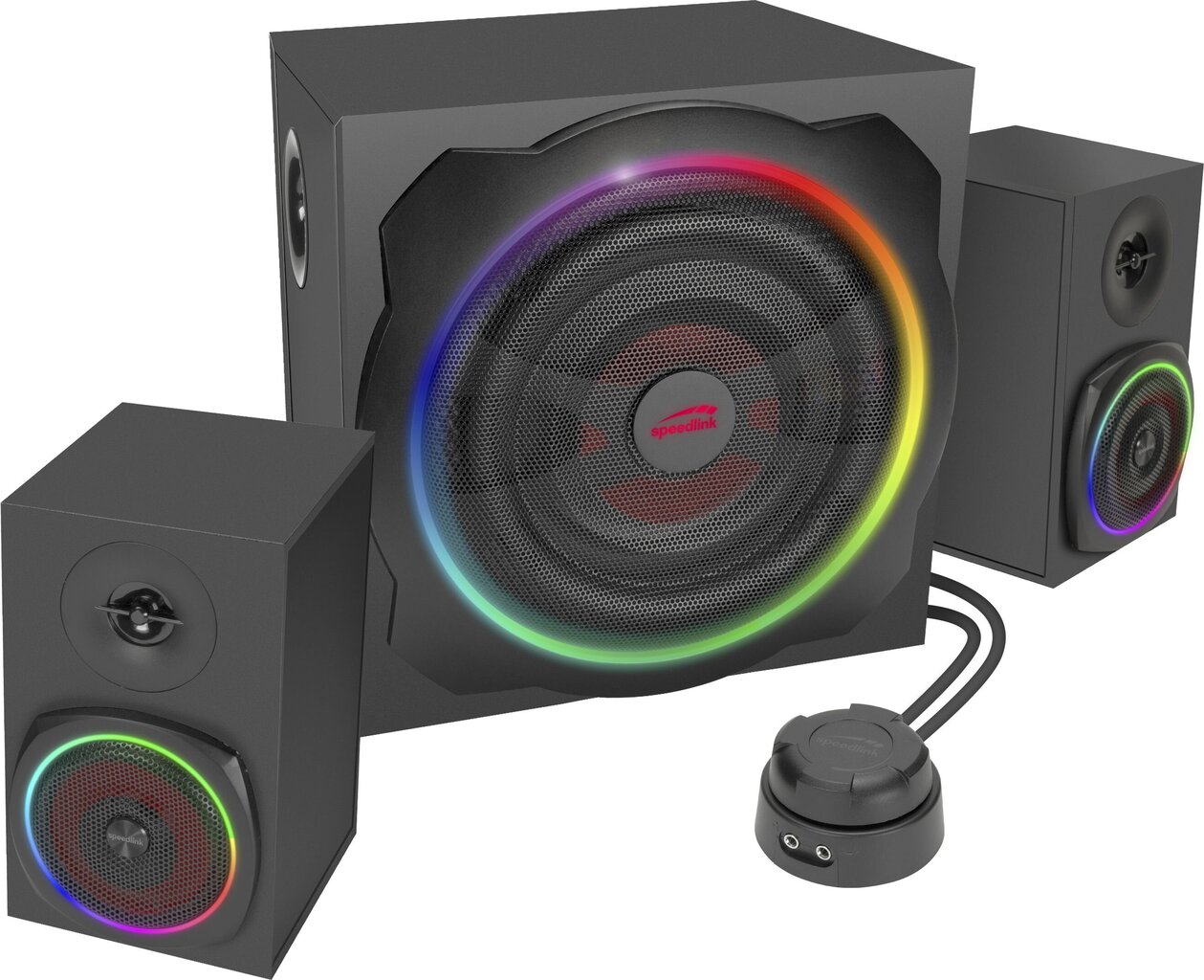 Speedlink speakers Gravity RGB 2.1, black (SL-830105-BK) hinta ja tiedot | Kaiuttimet | hobbyhall.fi