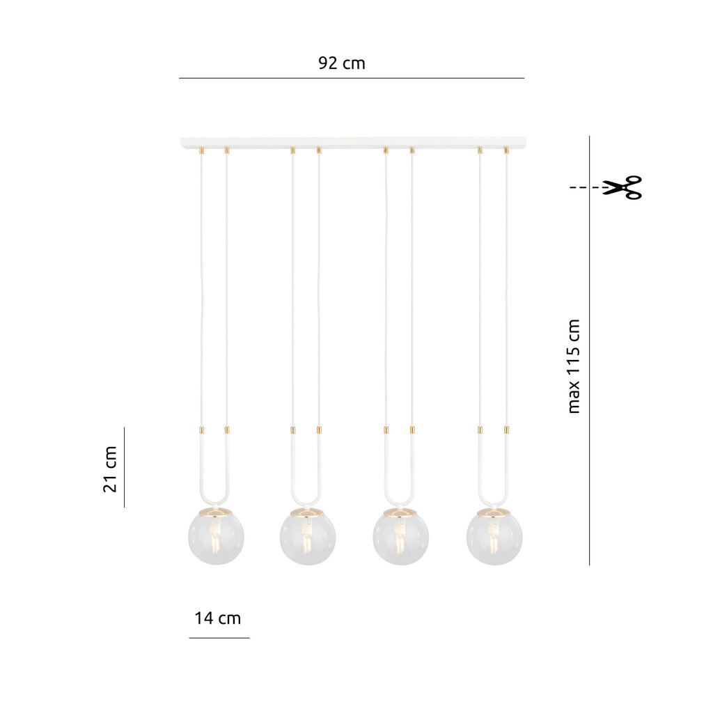 Emibig valaisin Glam 4 valkoinen/läpinäkyvä. hinta ja tiedot | Riippuvalaisimet | hobbyhall.fi