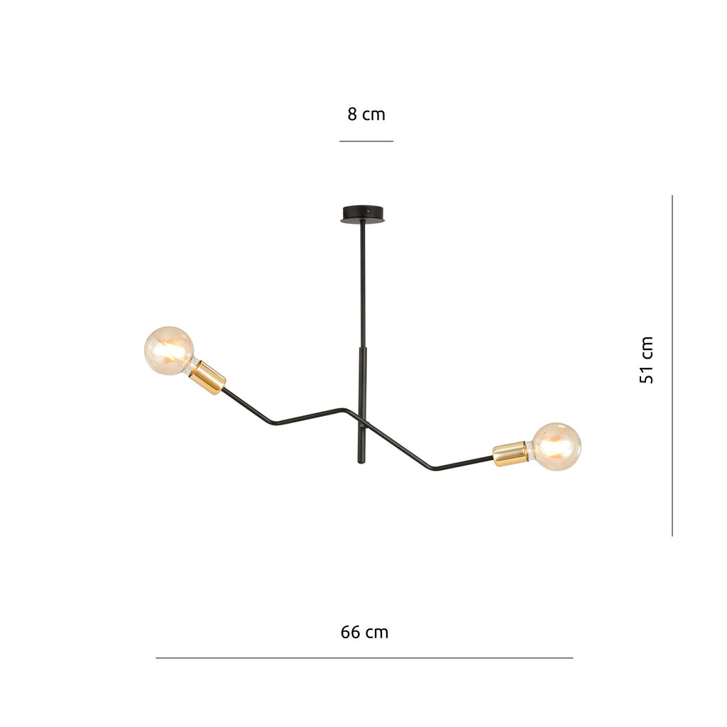 Emibig valaisin Bolt 2 musta/kulta. hinta ja tiedot | Riippuvalaisimet | hobbyhall.fi