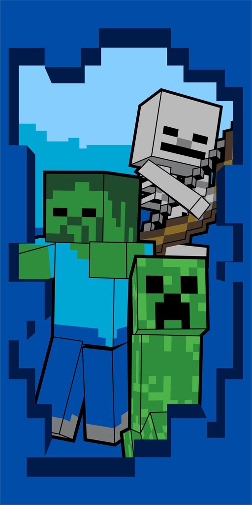 Minecraft Beware -kylpypyyhe, 70 x 140 cm hinta ja tiedot | Pyyhkeet | hobbyhall.fi