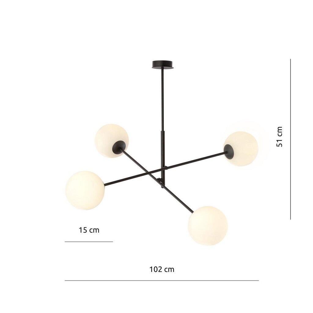 Emibig valaisin Linear 4 musta/opaali. hinta ja tiedot | Riippuvalaisimet | hobbyhall.fi