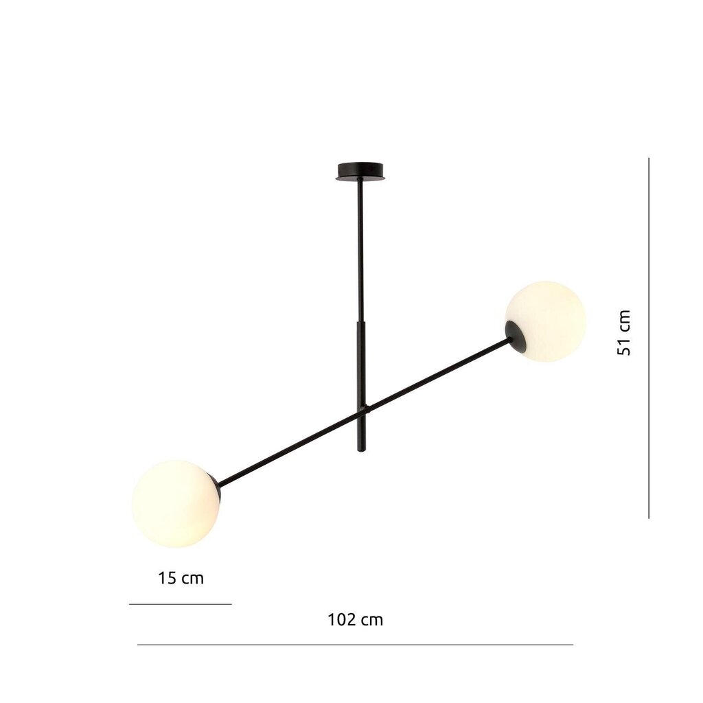 Emibig valaisin Linear 2, musta/opaali. hinta ja tiedot | Riippuvalaisimet | hobbyhall.fi