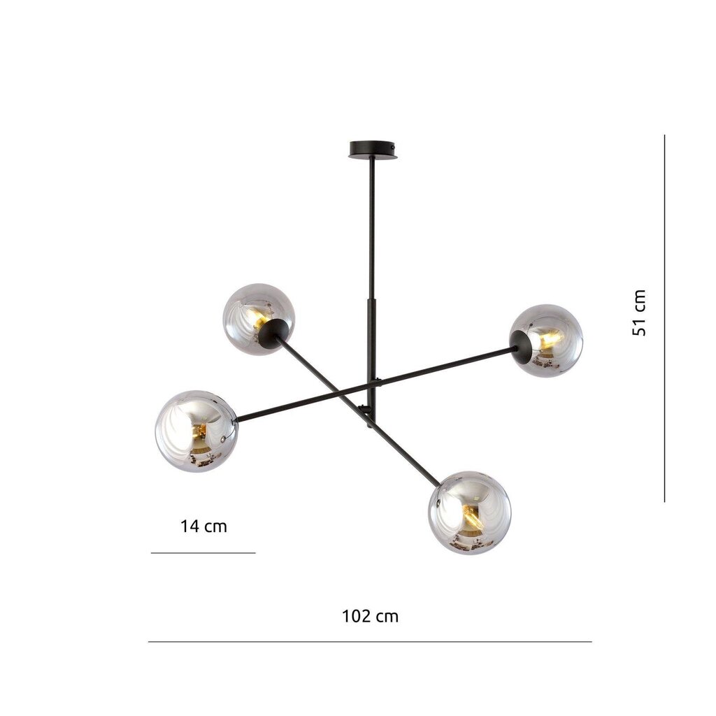 Emibig valaisin Linear 4, musta/grafiitti. hinta ja tiedot | Riippuvalaisimet | hobbyhall.fi