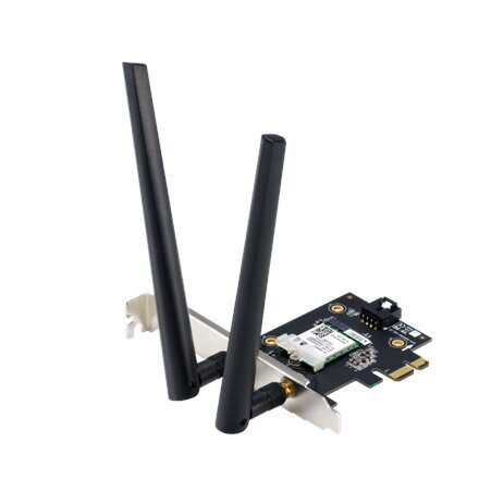 Asus AX1800 Dual-Band Bluetooth 5.2 PCIe Wi-Fi Adapter PCE-AX1800 802.11ax, 574+1201 Mbit/s, MU-MiMO Yes, No mobile broadband, Antenna type External hinta ja tiedot | Reitittimet ja modeemit | hobbyhall.fi