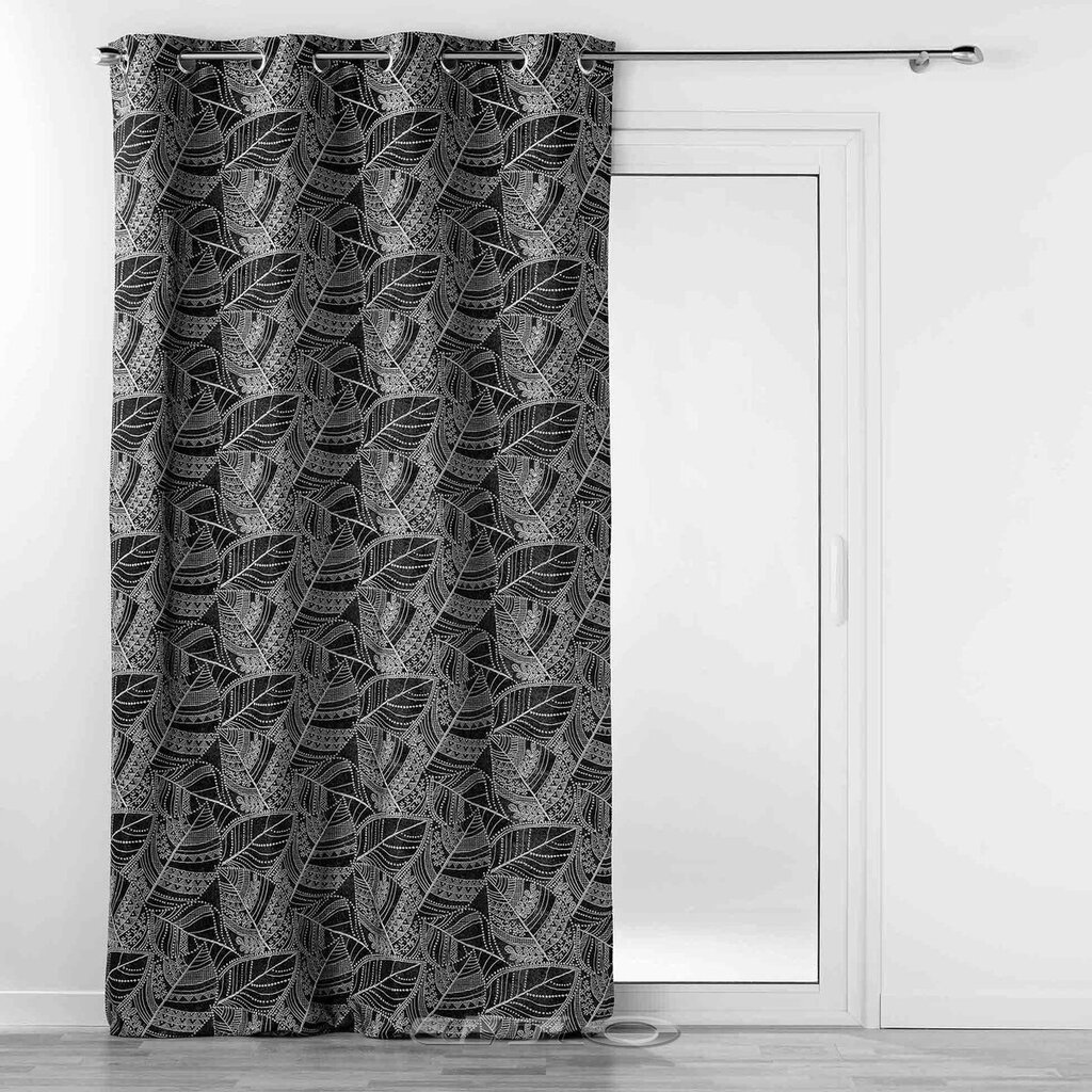 Douceur d'Intérieur Floriss -verho, musta, 140 x 260 cm hinta ja tiedot | Verhot | hobbyhall.fi