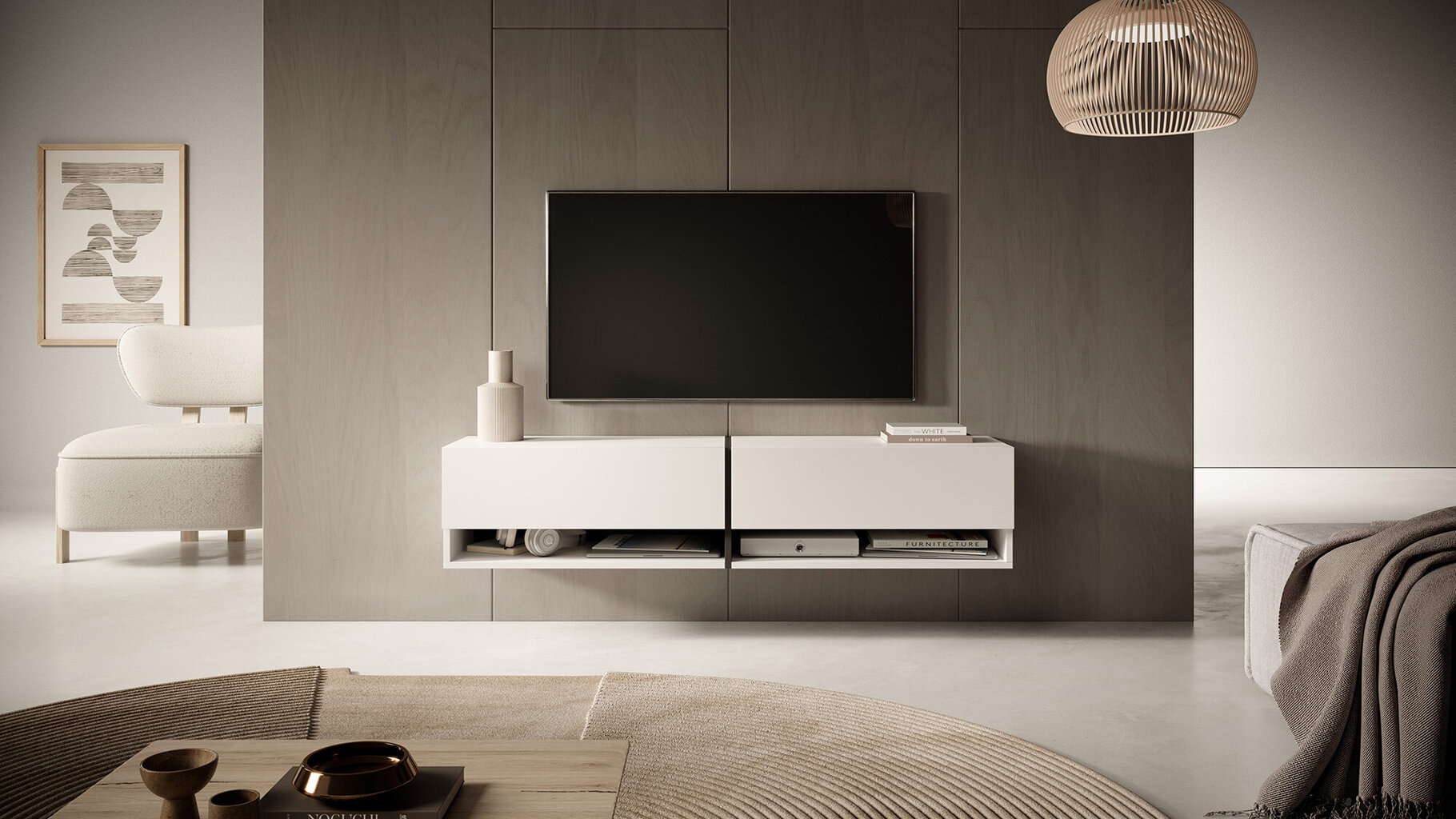 TV-pöytä SELSEY Mirrgo 140 valkoinen + grafiitin värinen sisus hinta ja tiedot | TV-tasot | hobbyhall.fi