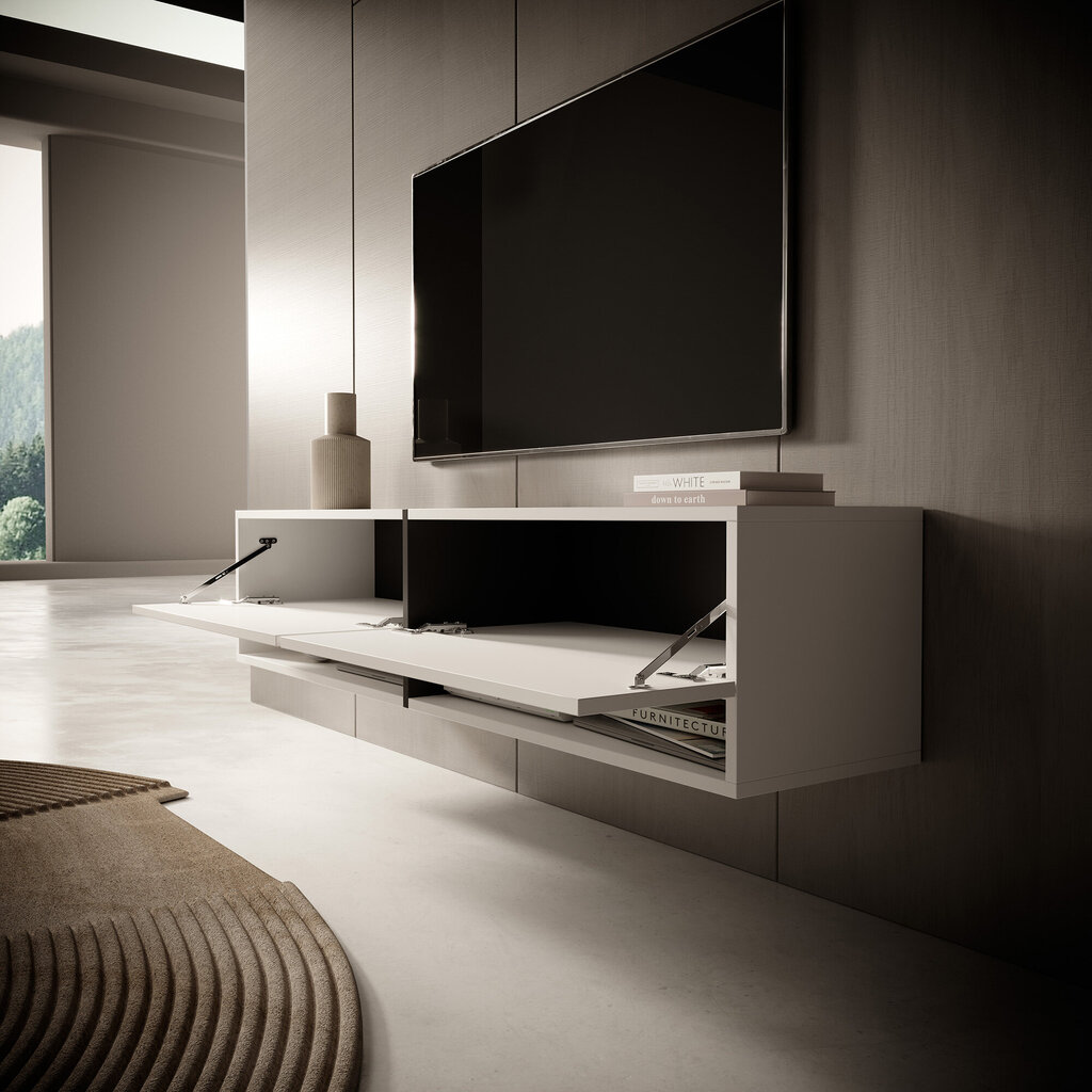 TV-pöytä SELSEY Mirrgo 140 valkoinen + grafiitin värinen sisus hinta ja tiedot | TV-tasot | hobbyhall.fi