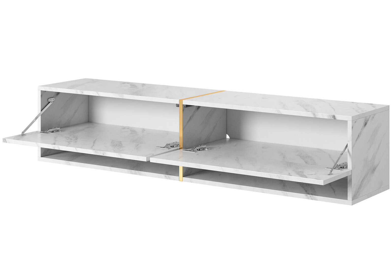 TV-pöytä SELSEY Mirrgo 140 valkoinen marmori + kultainen sisus hinta ja tiedot | TV-tasot | hobbyhall.fi