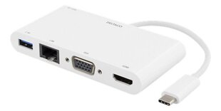 Adapteris Deltaco 100W USB-C PD, HDMI, 1.5A USB-A, Gigabit LAN, VGA / USBC-HDMI14 hinta ja tiedot | Adapterit | hobbyhall.fi