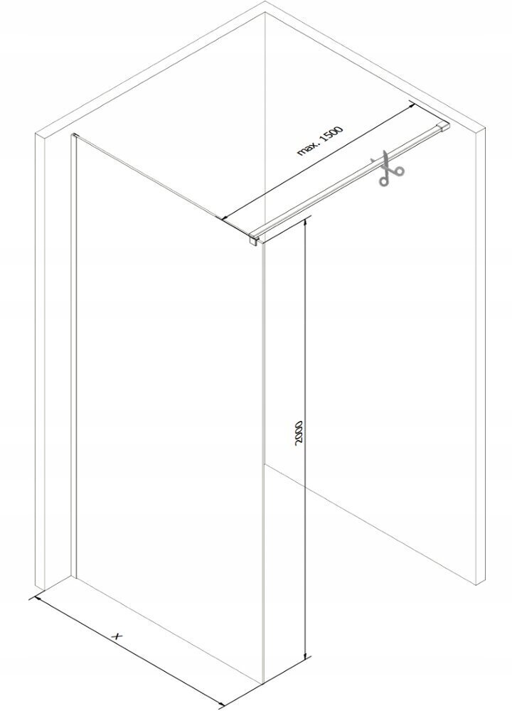 Mexen Kioto - Suihkuseinä, väriltään valkoinen/musta runko, 70,80,90,100,110,120x200 cm. hinta ja tiedot | Suihkuseinät ja -ovet | hobbyhall.fi