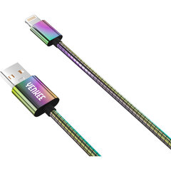 YENKEE, 2.0 USB A - Lightning, MFi-sertifioitu, 480 Mbps, 5V/2.4A, 10W, 1m - Teräskaapeli, alumiinirunko, väritykseltään valkoinen. hinta ja tiedot | Puhelinkaapelit | hobbyhall.fi