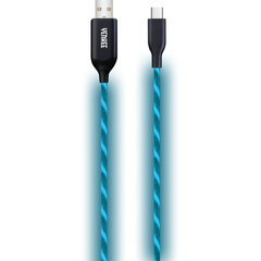 YENKEE - Valaistu (LED) kaapeli , 2.0 USB A - USB-C, 480 Mbps, 5V / 3A, 15W, 1m, väriltään sininen. hinta ja tiedot | Puhelinkaapelit | hobbyhall.fi