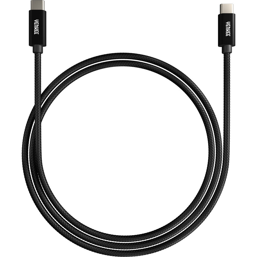 YENKEE - Punottu kaapeli, 2.0 USB C - USB C, 480 Mbps, 20V/3A, 60W, 1m, alumiinikotelo, väriltään musta. hinta ja tiedot | Puhelinkaapelit | hobbyhall.fi