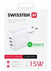 Swissten Smart IC 3x USB 3А 15W hinta ja tiedot | Puhelimen laturit | hobbyhall.fi