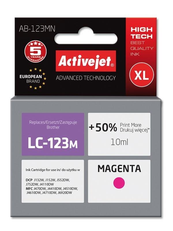 ActiveJet, Brother LC123M, Magenta-mustekasetti hinta ja tiedot | Laserkasetit | hobbyhall.fi