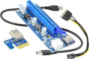 Akyga Riser PCI-E 1x - 16x USB 3.0 (AK-CA-64) hinta ja tiedot | Komponenttien lisätarvikkeet | hobbyhall.fi