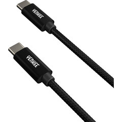 YENKEE - Punottu kaapeli, 2.0 USB C - USB C, 480 Mbps, 20V / 3A, 60W, 2m, alumiinikotelo, väriltään musta. hinta ja tiedot | Puhelinkaapelit | hobbyhall.fi