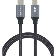 YENKEE - Punottu kaapeli, 3.1 (Gen 2) USB C - USB C, 10Gb/s, 20V/5A, 100W, 1,5m, alumiinikotelo, väriltään musta. hinta ja tiedot | Puhelinkaapelit | hobbyhall.fi