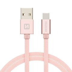 Swissten Textile Universal Quick Charge 3.1 USB-C Data and Charging Cable 1.2m Pink hinta ja tiedot | Puhelinkaapelit | hobbyhall.fi