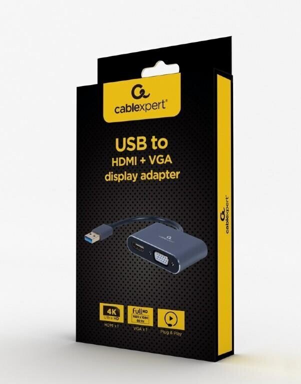 Gembrid USB3/HDMI/VGA hinta ja tiedot | Adapterit | hobbyhall.fi