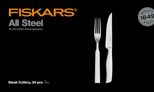 Fiskars All Steel pihviaterimet, 24 osaa hinta ja tiedot | Ruokailuvälineet | hobbyhall.fi