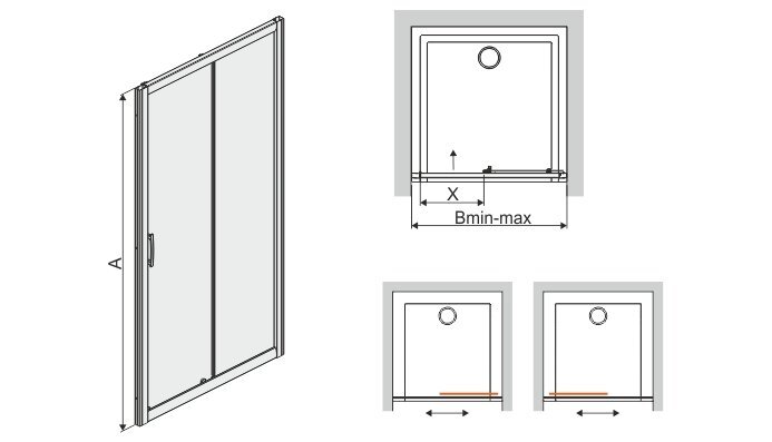 Suihkukaapin ovi Sanplast TX D2/TX5b 90s, profiili-valkoinen, koristeltu harmaa lasi hinta ja tiedot | Suihkuseinät ja -ovet | hobbyhall.fi