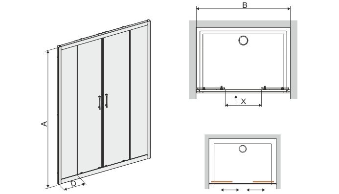 Suihkukaapin ovi Sanplast TX D4/TX5b 130s, profiili mattahopea, läpinäkyvä lasi W0 hinta ja tiedot | Suihkuseinät ja -ovet | hobbyhall.fi